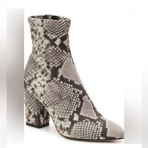 Steve Madden Elroy Faux Suede Snake Print Booties.   
3” heel 
Size 7